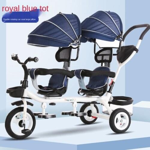 Childrens Tricycle Double Baby Bicycle Trolley Baby Light Stroller Large