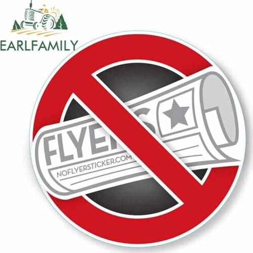 EARLFAMILY 13cm x 13cm For No Flyers Sign Funny Car Stickers Surfboard Trunk Decal Cartoon Car Styling Waterproof Scratch-Proof