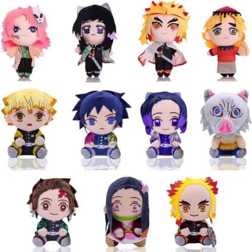 11pcs/lot Demon Slayer Plush Toys 20cm Kimetsu No Yaiba Kamado Tanjirou Tomioka Giyuu Agatsuma Zenitsu Douma Sabito Stuffed Doll