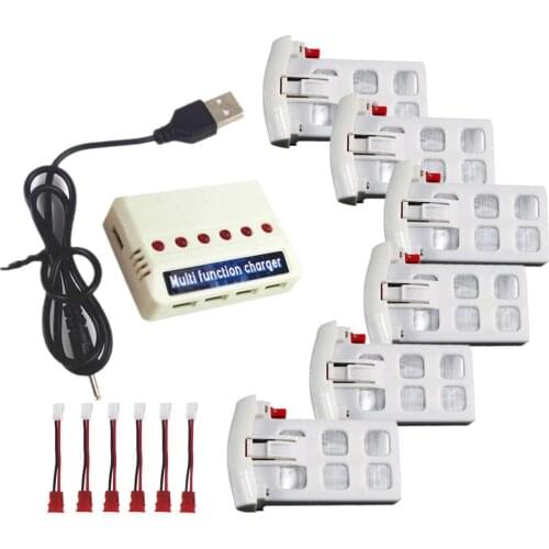 EBYOU(TM) 6pcs 3.7V 500mah Li Batteries + 1 To 6 Balance Charger for Syma X5U X5UC X5UW WIFI FPV Rc Quadcopter Drone Spare Parts