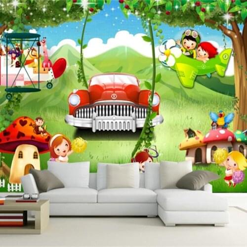 Cartoon Photo Wallpapers for Walls 3D Forest Landscape Wall Murals Children Wallpapers for Living Room Green Trees Home Decor