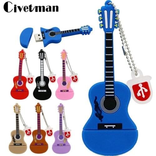 Cartoon Pendrive 128GB USB Stick Guitar Musical Instruments Guitar Model Pendrive 4GB 8GB 16GB 32GB 64GB USB Flash Drive 6 Color