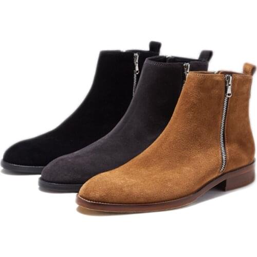 Fashion New Mens Boots Winter Warm Leather Ankle Boots Men Leather Fur Inside High-top Warm Cotton Boots for Men, Big Size 45