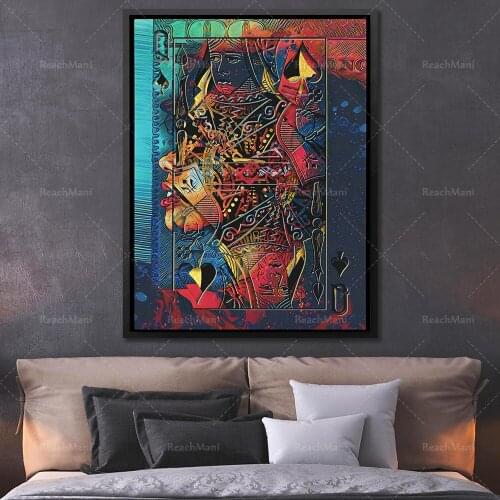 Queen of Spades-Poker Room Wall Decoration-Imprimer sur Toile-Royal Poker Original Queen Painting Poster