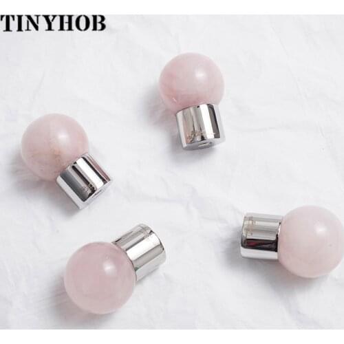 Stainless steel + crystal knob/ Round Ball Shape Cupboard Door Pulls Furniture Natural Stone Dresser Handles for Children Room