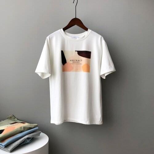 2021 New Spring Summer Women Round Neck Cotton T-shirt Female Loose Casual Printed Short-sleeved Shirts Fashion Tops Tee Shirt