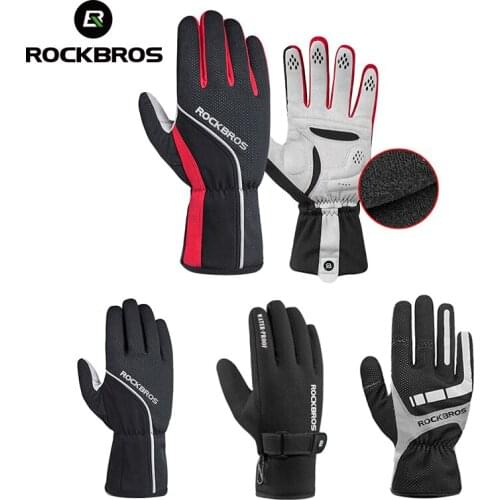 ROCKBROS Keep Warm Cycling Gloves Autumn Winter Windproof -30 degrees Skiing Gloves Motorcycle Gloves Reflective Touch Screen
