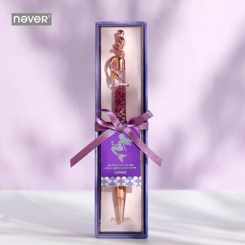 Never Mermaid Shaped Rollerball Pen 0.7mm Roller Ball Rose Gold Luxury Metal Pen Business Gift Stationery School Office Supplies