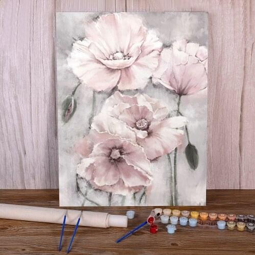 Flower Pink Grey Floral Nordic DIY Painting By Numbers Complete Kit Oil Paints 40*50 Picture By Numbers Photo Wholesale