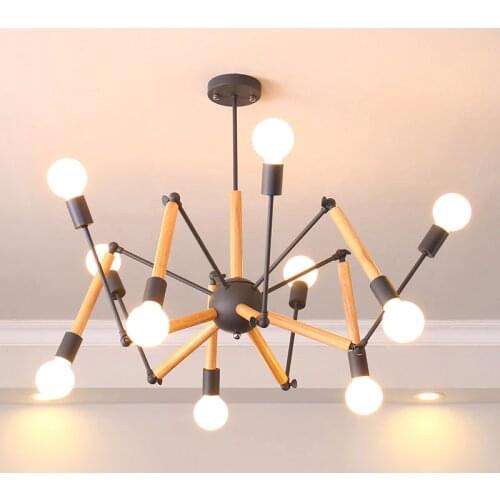 Nordic decorations wood Spider Pendant Light Vintage industrial Nordic Loft Retro antique restaurant dining Pendant Lamp