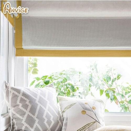 Anvige Modern 60+ Colors Custom Roman Shade With Border Trim,Flat Roman Blinds,Mechanism Included