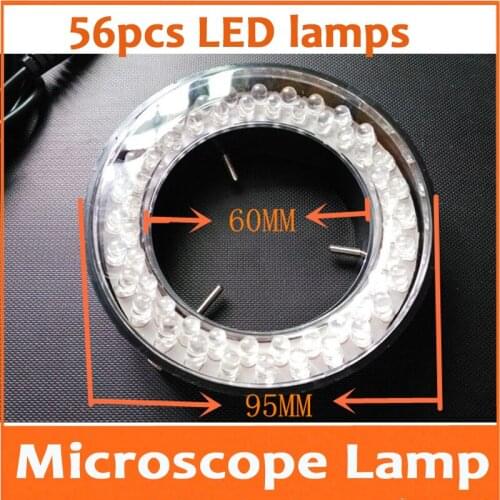 8W 56pcs White Color LED Bright Lamps Stereo Microscope Light Source Ring Lamp Adjustable Lights for Microscope 60mm 90V-264V