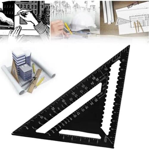 AR01 260x185x185mm Metric Aluminum Alloy Triangle Ruler Black Triangular Rule