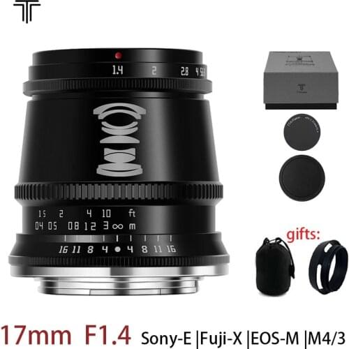 TTartisan 17mm F1.4 APS-C Lens for Sony E Fuji X Canon EOS-M Panasonic Olympus M4/3 mount Cameras Large Aperture Lens