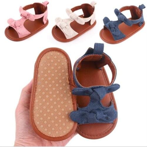 Lovely Bowknot Baby Shoes Fashion Summer Infant Girls Crib Shoes Soft Sole Toddler Breathable First Walkers 0-18 Months