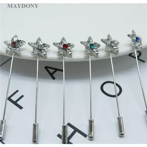 TZ35 12 Pcs New Hijab Pins Set Wholesale Crystal Muslim Brooches For Women Safety Scarf Pins Hijab Pins Silver Jewelry Brooch