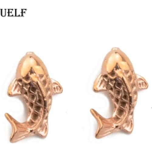 Uelf Stainless Steel Earrings Cute Fish Stud Earrings For Women Fashion Girl jewelry