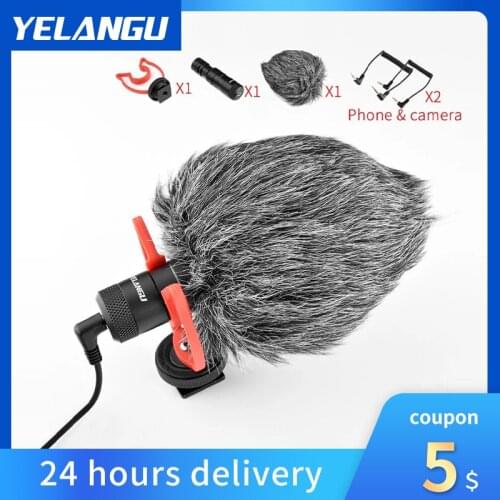 YELANGU MIC10 Video Microphone Directional Shotgun on Camera MIC for DJI OSMO Smartphone GoPro Micro Smartphone Recording