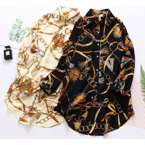 Vintage Magic Printed Shirts for Women Clothes Plus Size Oversized Turn-down Collar Blouses Three Quarter Sleeve Loose Tops