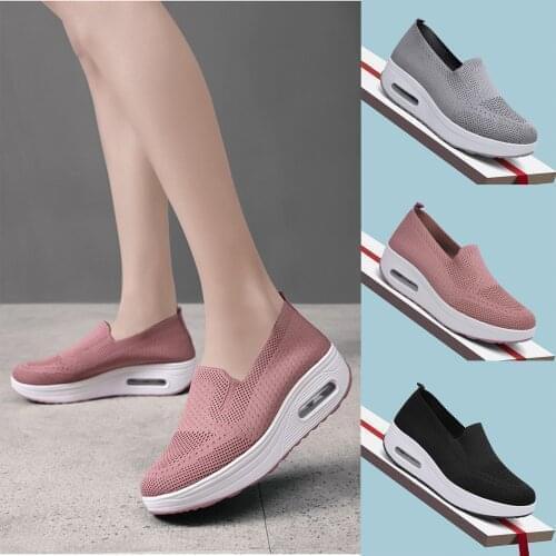 Womens Vulcanized Shoes Thick-Soled Increased Sports Casual Shoes Flying Woven Mesh Air Cushion Walking Shoes кроссовки женские