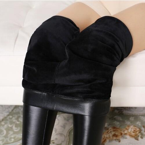 Women Velvet Leggings Plus Size Faux Fur Leggings 8% Spandex Winter Warm Plus Size Clothing for Women