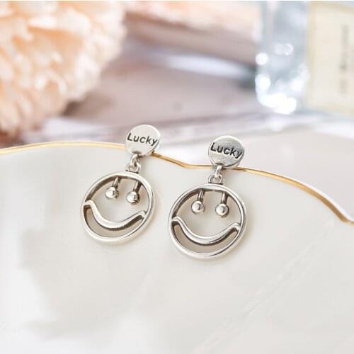 REETI Smile Retro Earrings 925 Sterling Silver Earrings for Women Statement Jewelry Brincos Pendientes bijoux