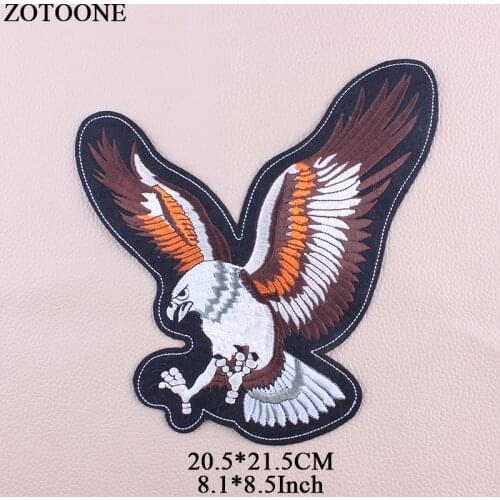 ZOTOONE Big Eagle Patch Embroidery Punk Patches For Clothes Stickers Jacket Applique Iron On Transfer Rock Cloth Patch Animal G