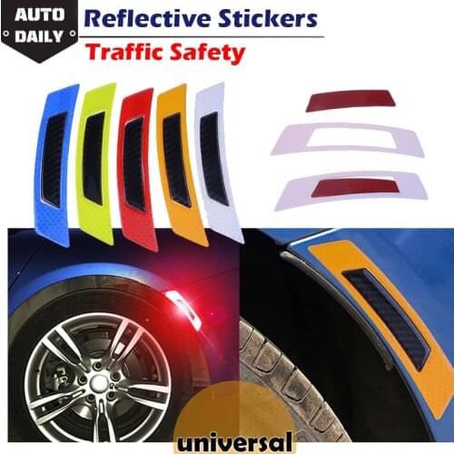 1Pair Car Anti-collision Reflective Strip Warning Tape Stickers Wheel Brow Bumper Edge Guard Decals Safety Car Decoration