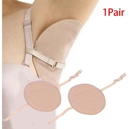 1 Pair Washable Armpit Sweat Absorbing Guards Shoulder Strap Skin Color Reusable Washable Underarm Sweat Shield Pad