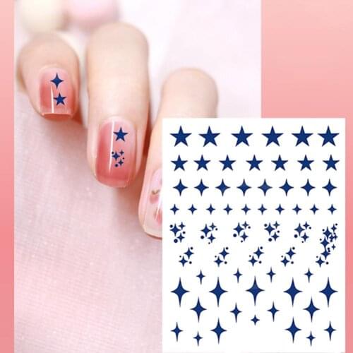 1 Pcs Heart Nail Stickers Self Adhesive Vibrant Color Breathable Nail Art Blue Heart Star Manicure Decoration Foils for Girl