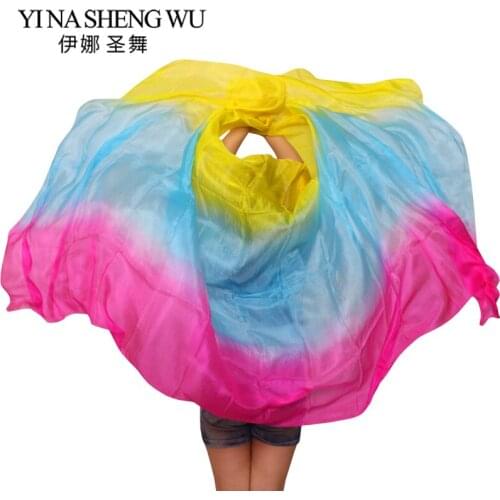 1pc Belly Dance Practice Stage Performance 100% Silk Veils Belly Dancing Graduated Colour Belly Dance Silk Veils 250 / 270*114cm