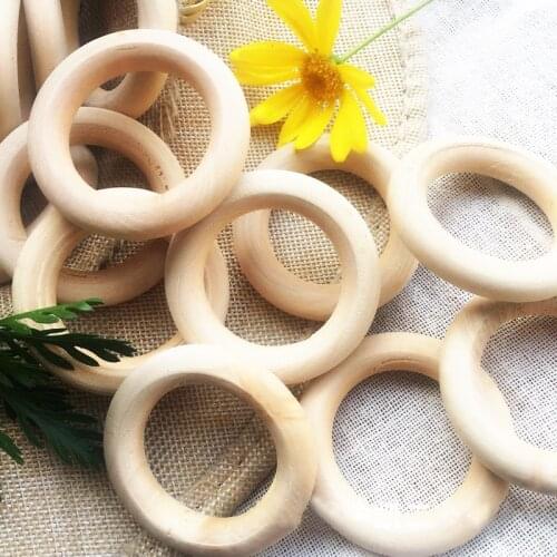20Pcs Wood Ring Natural Wood Lead-Free Beads Circles Rings for DIY Crafts Bracelet Jewelry Making Picture Frame Ornaments