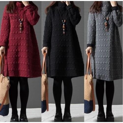 2018 New Turtleneck Loose Maternity Dresses Fall Winter Maternity Clothes Thick Pregnant Women Lactation Vestido Plus Size