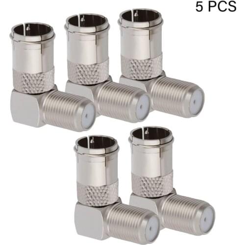 5 Pcs 90 Degree Right Angled TV Aerial Cable Connector RF Coaxial F Female to TV Female Plug to Female Socket