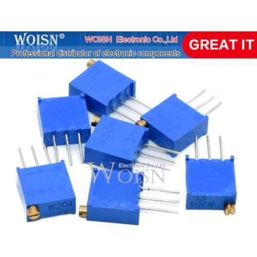 5PCS 3296W 3296 50 100 200 500 ohm 1K 2K 5K 10K 20K 50K 100K 200K 500K 1M ohm 103 100R 200R 500R Trimpot Trimmer Potentiometer