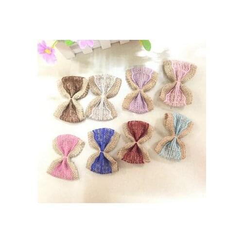 500PCS Natural Jute Burlap Hessian Bowknot Bows Hat Accessories Craft Rustic Wedding decoration supplier Craft Decor