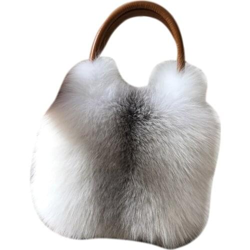 Fox fur big bag 2020 new ladies luxury real fox fur bag large size handbag shoulder bag gift diagonal package