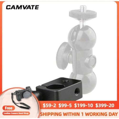 CAMVATE 15mm Single Rod Clamp With 1/4"-20 Threaded Holes For 15mm Rod System/Articulating Arm /Monitor /LED Light Mounting New