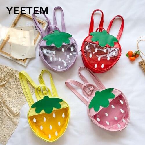 Childrens strawberry schoolbag kindergarten girls transparent waterproof small class lovely princess Korean childrens backpack