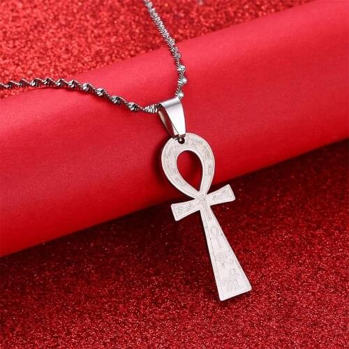 Stainless Steel Egyptian Ankh Cross Ancient Symbol of Life Egypt Eye Neckalce Pendant Jewelry