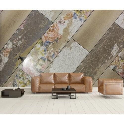 Beibehang Custom photo wall paper Large mural Abstract hand drawn geometry vintage floral marble background wall painting