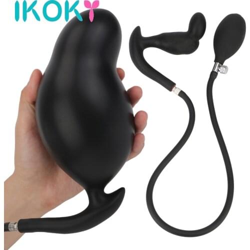 IKOKY Dildo Pump Prostate Massage Super Big Adult Sex Toys Silicone Inflatable Anal Plug Butt Plug Anus Extender Dilatador