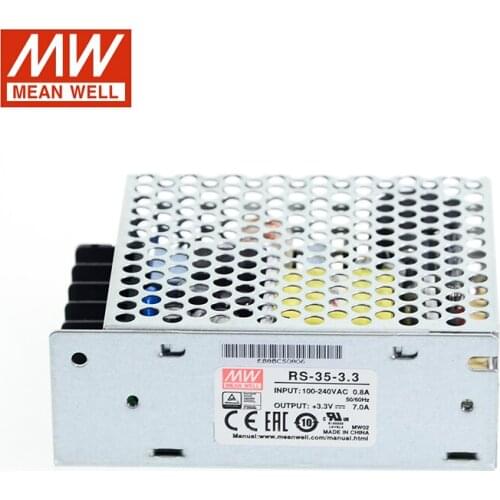 MEAN WELL RS-35-3.3 23.1W 3.3V Switching Power Supply 110V/220V AC to 3.3V DC 7A Power Unit 5G Viberation Compact Size