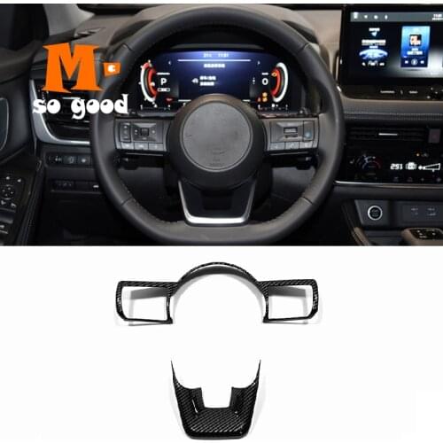 For Nissan Note Pathfinder Car Steering Wheel Switch Button Control Decor Cover 2021 2022 ABS Carbon fiber Product Accessories