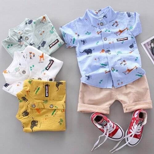 Baby Clothing Set for Boys Girls Cute Summer Casual Clothes Set dinosaur Top Blue Shorts Suits Kids Clothes 1-4 Years