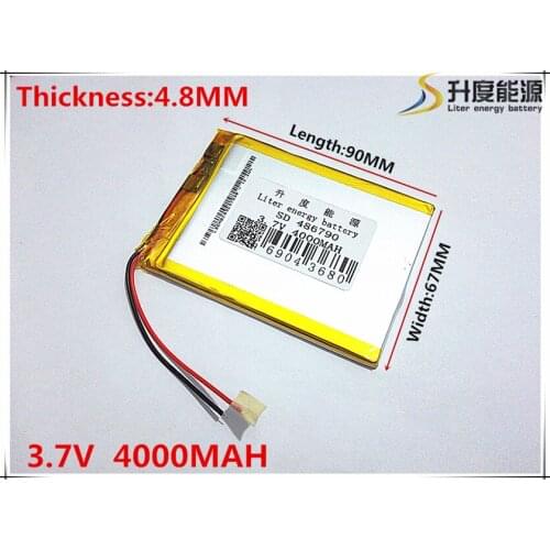 3.7V 4000mAh 486790 Lithium Polymer Li-Po li ion Rechargeable Battery cells For Mp3 MP4 MP5 GPS mobile bluetooth