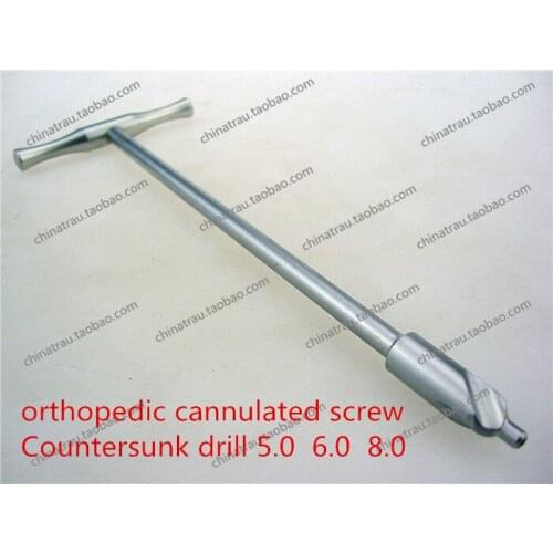 Medical orthopedic instrment cannulated screw Countersunk drill 5.0 6.0 8.0mm hollow Gimlet T handle Hollow round drill bit