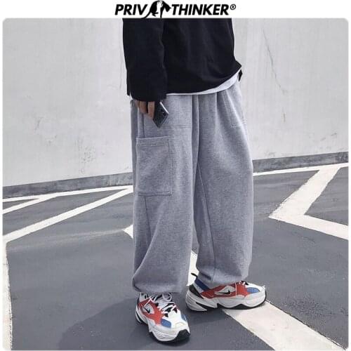 Hip Hop Men Gray Pockets 2020 Casual Sweatpants Mens Loose Collage Straight Pants Male Streetwear Trousers Fashions Pants