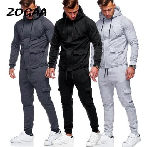 ZOGAA Men Two Pieces Set Fashion Hooded Sweatshirts Sportswear Men Tracksuit Hoodie Autumn Men Brand Clothes Hoodies+Pants Sets