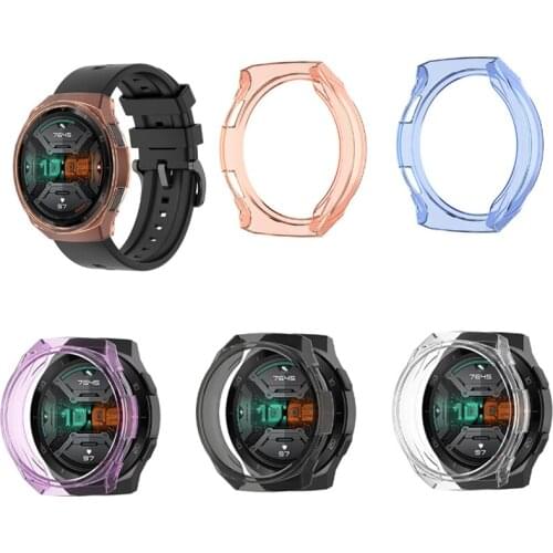 TPU Soft Case Shell Full Edge Frame Glass Screen Protector For Huawei GT 2e/GT2 E Sport Smart Watch GT2e Protective Bumper Cover